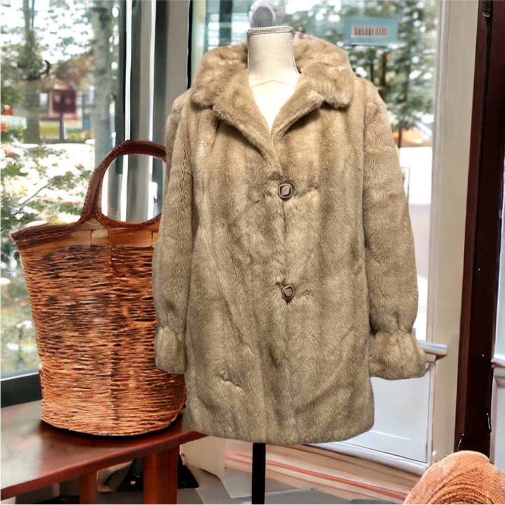 Vintage Hillmoor New York Faux Fur A Line Swing Coat Large